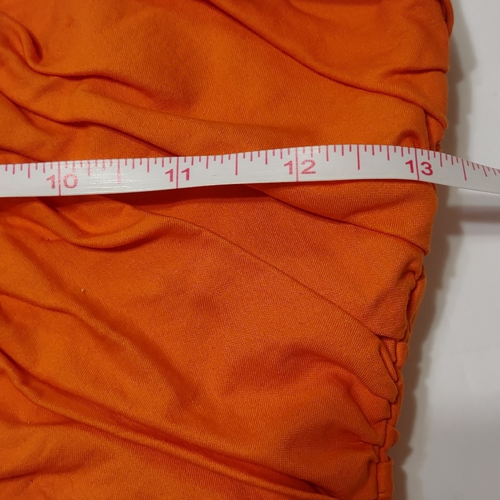 Reformation Strapless Ruched Orange Midi Dress - Picture 7 of 15